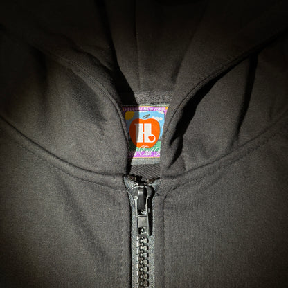 blue zip-up hoodie