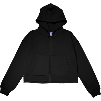 black zip-up hoodie