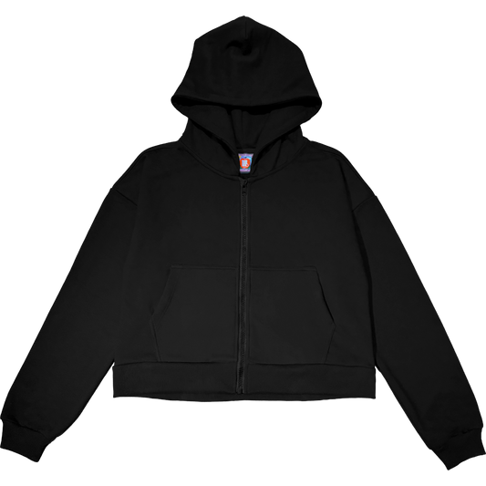 black zip-up hoodie