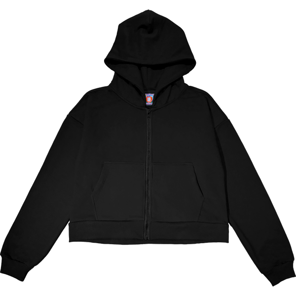 black zip-up hoodie