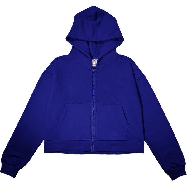 blue zip-up hoodie