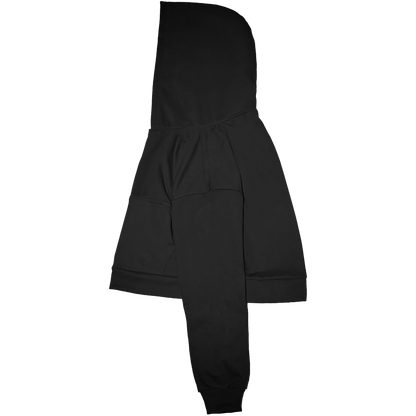 black zip-up hoodie